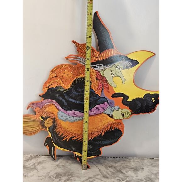 4 VTG KIRK Halloween Paper Die Cut Black Cat Tombstone Witch Werewolf Scarecrow - Picture 8 of 16